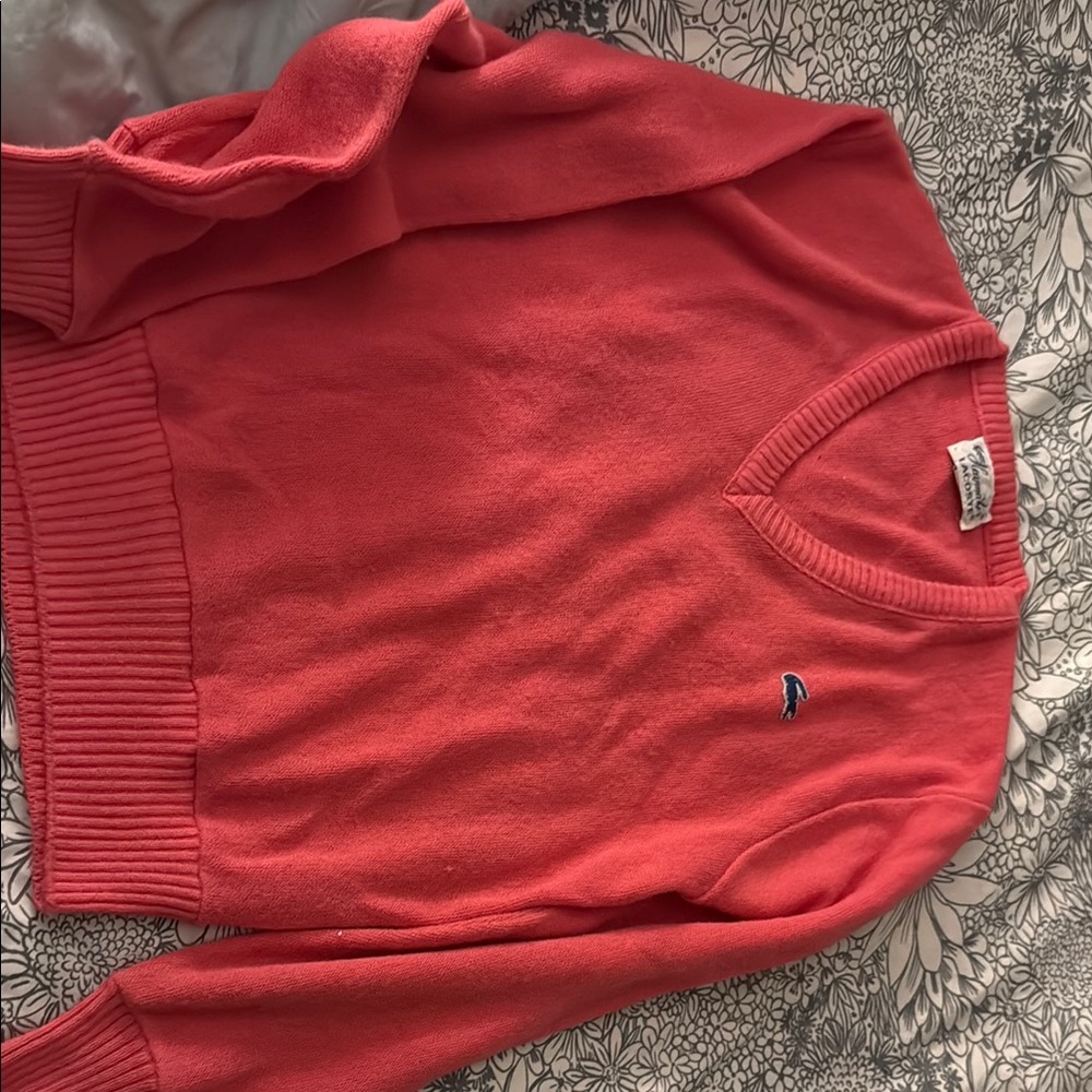 Vintage Haymaker 1960s Lacoste  Pink V-Neck Sweater Classic Knit Design